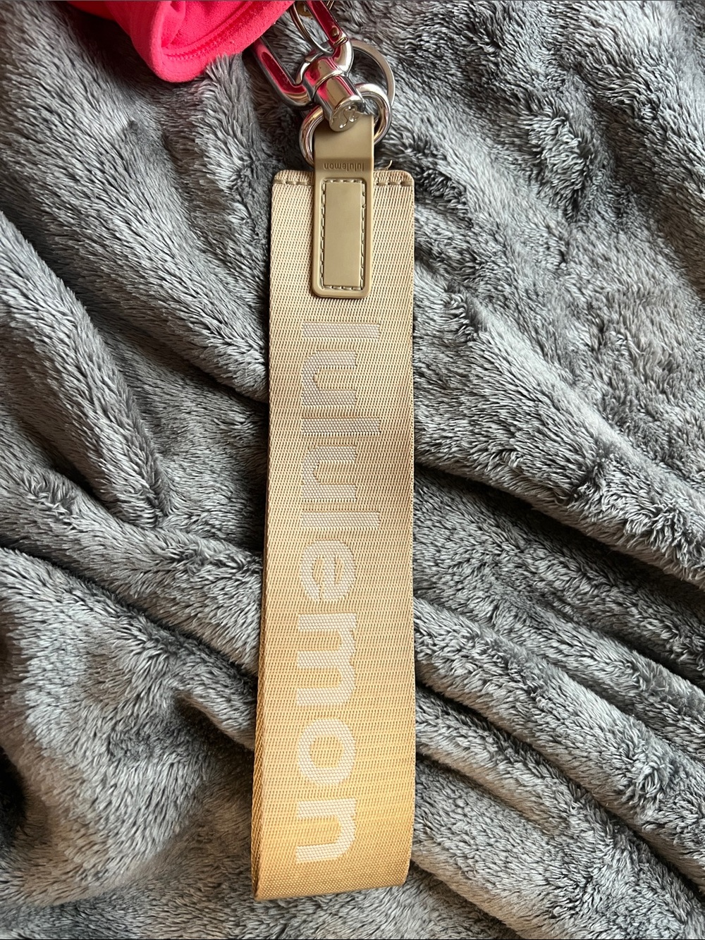 lululemon athletica Beige Logo Key & Card Holder Wristlet